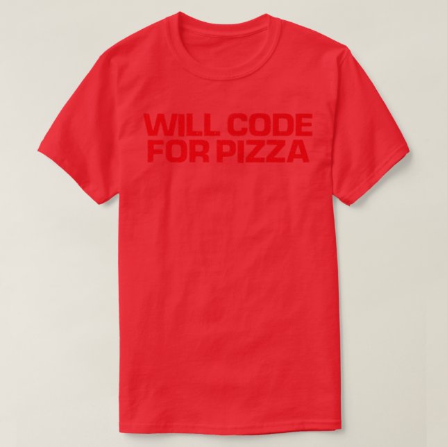 T-shirt Rouge Dit Drôle Code Pour La Pizza  (Design devant)