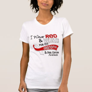 T-shirt Rouge et blanc pour le Cancer oral de grand-maman