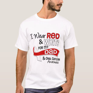 T-shirt Rouge et blanc pour le Cancer oral de papa