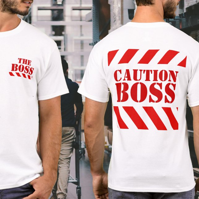 T-shirt rouge et blanc rayé d'avertissement patron (Créateur téléchargé)