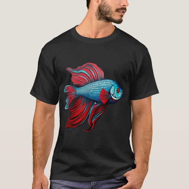 T-shirt Rouge et bleu bêta (Devant)