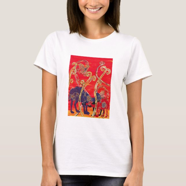 T-shirt rouge et bleu de chameaux (Devant)