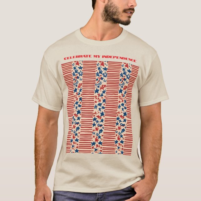 T-shirt rouge et bleu étoiles et rayures (Devant)