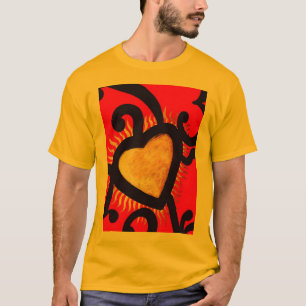 T-shirt Rouge et motif de coeur d'or (5)