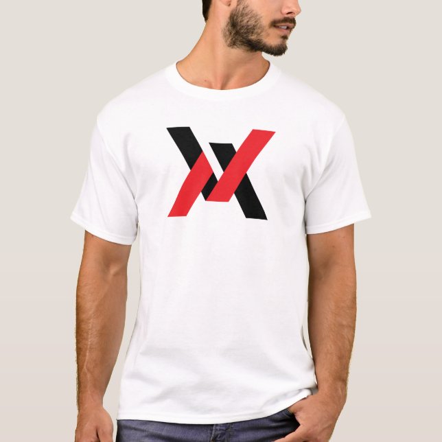 T-shirt Rouge et Noir Classique Minimal Lettre VA  (Devant)