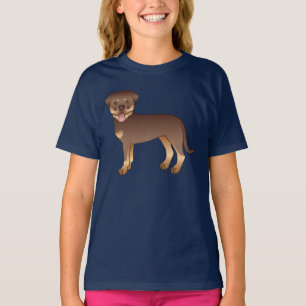 T-shirt Rouge Et Tan Rottweiler Cute Dessin Cartographié C