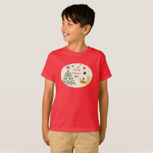 T-shirt Rouge et vert mignon Star Tree Joyeux Noël Enfants