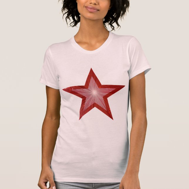 T-shirt rouge étoile rose (Devant)