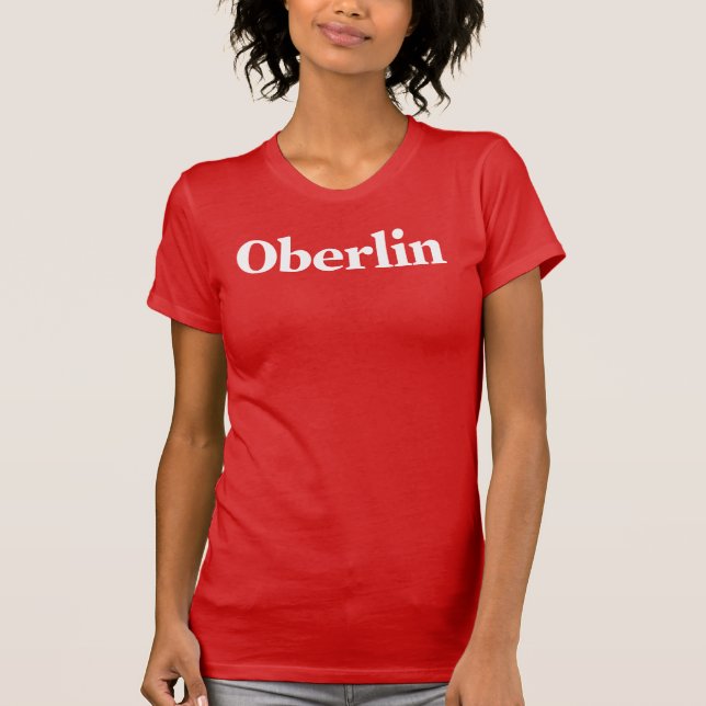 T-shirt rouge féminin Oberlin classique (sur mesur (Devant)