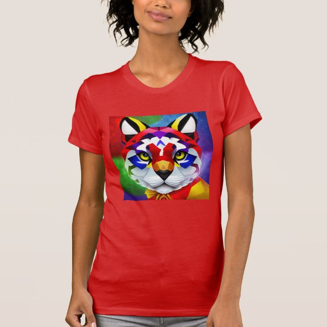 T-shirt rouge femmes Alexander's Cat (Devant)