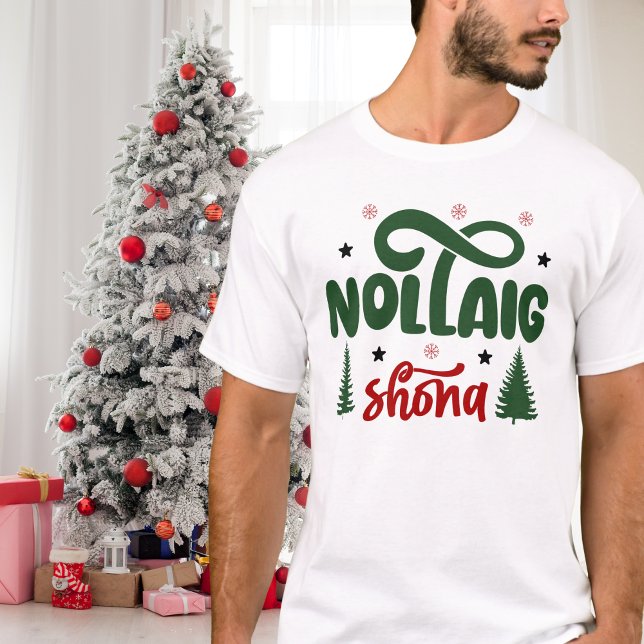 T-shirt Rouge festif et vert Nollaig Shona (Créateur téléchargé)