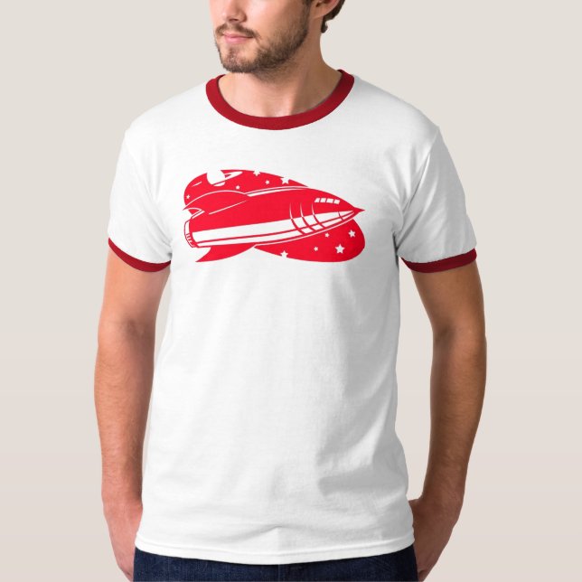 T-shirt rouge-fusée-rétro (Devant)