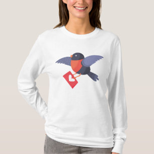 T-shirt Rouge-gorge volant avec lettre d'amour au cœur rou
