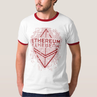 T-shirt Rouge grunge binaire d'Ethereum
