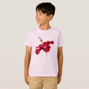 T-shirt Rouge Hibiscus Fleur Vue latérale Enfants