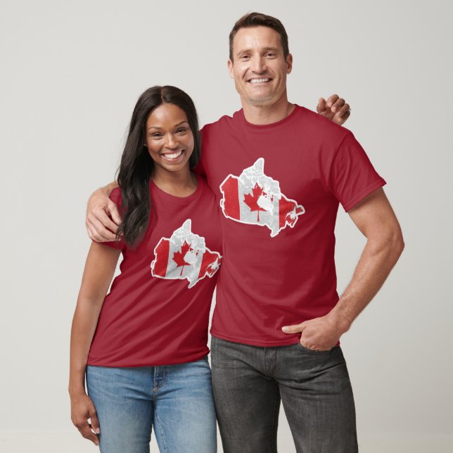T-Shirt Rouge Iconique Drapeau Carte Canada (Unisexe)