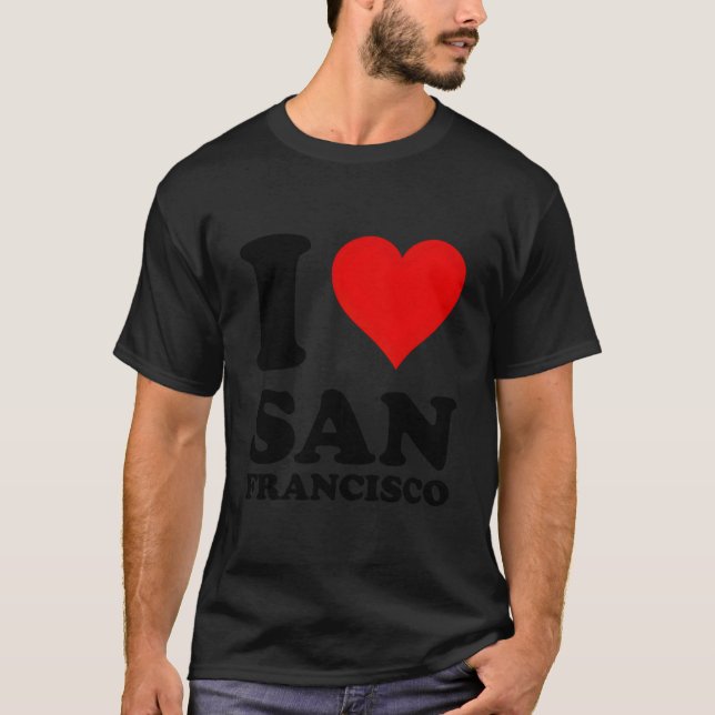 T-shirt Rouge Il J'aime San Francisco (Devant)