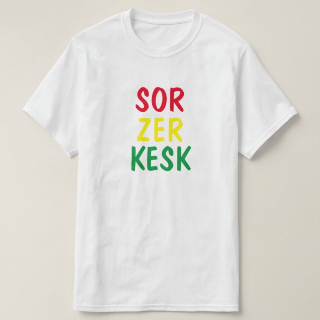 T-shirt rouge, jaune, vert en kurde - sor zer Kesk (Design devant)
