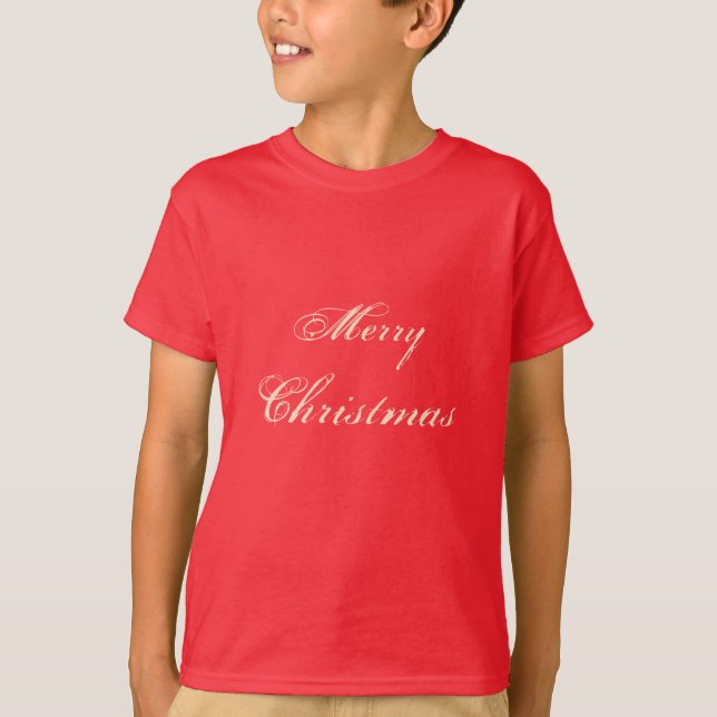 T-shirt Rouge Joyeux Noël Festive Garçons Tee (Devant)