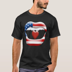 T-shirt rouge lèvres Amérique drapeau garder USA top pour