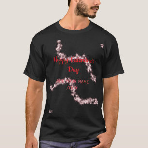 T-shirt Rouge lignes de paillettes joyeuse Saint-Valentin