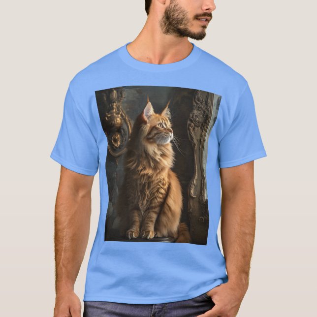 T-shirt Rouge Maine Coon rêveur (Devant)