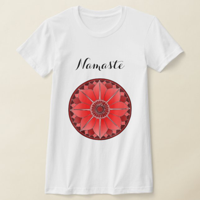 T-shirt Rouge moderne Mandala Namaste (Poser)