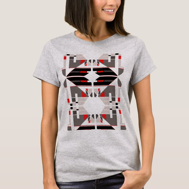 T-shirt Rouge noir gris symétrique sud-ouest d'inspiration (Devant)