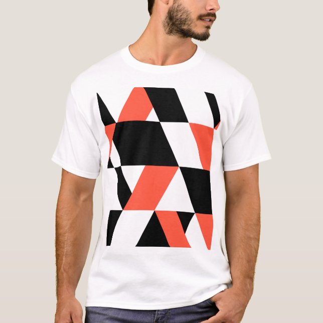 T-shirt Rouge-noir, moderne, tendance, conception géométri (Devant)