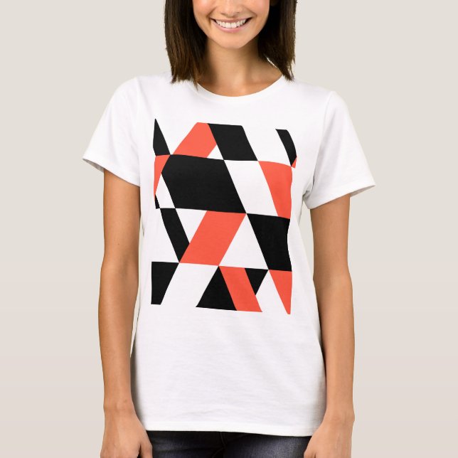T-shirt Rouge-noir, moderne, tendance, conception géométri (Devant)