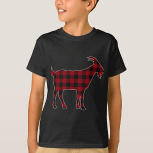 T-shirt Rouge Noir Plaid Chèvre Lover Farmer Famille corre
