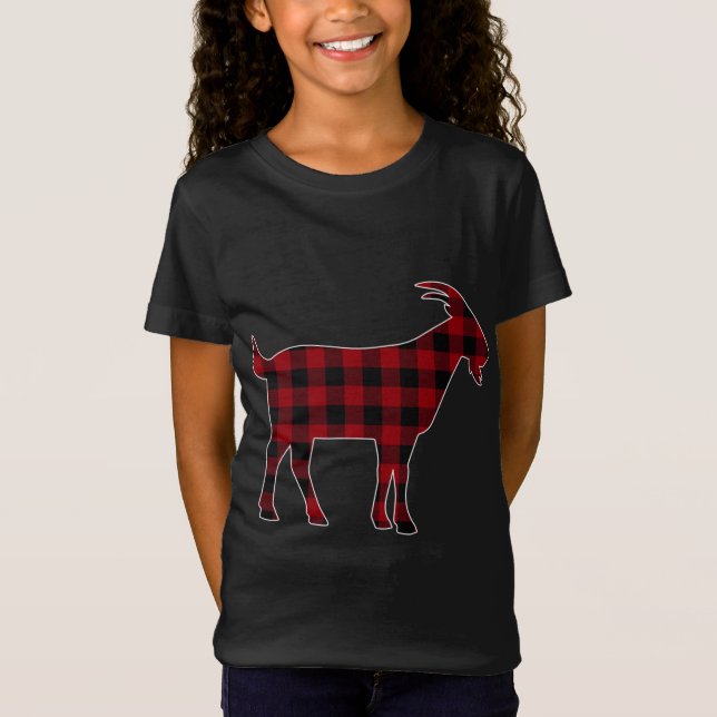 T-Shirt Rouge Noir Plaid Chèvre Lover Farmer Famille corre (Devant)