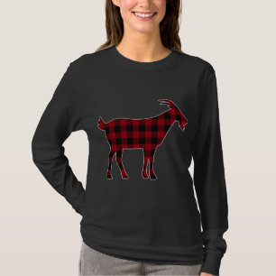T-shirt Rouge Noir Plaid Chèvre Lover Farmer Famille corre