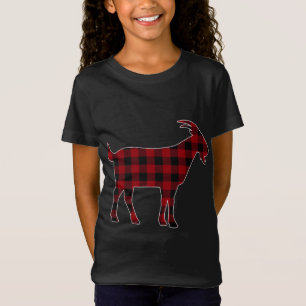T-Shirt Rouge Noir Plaid Chèvre Lover Farmer Famille corre