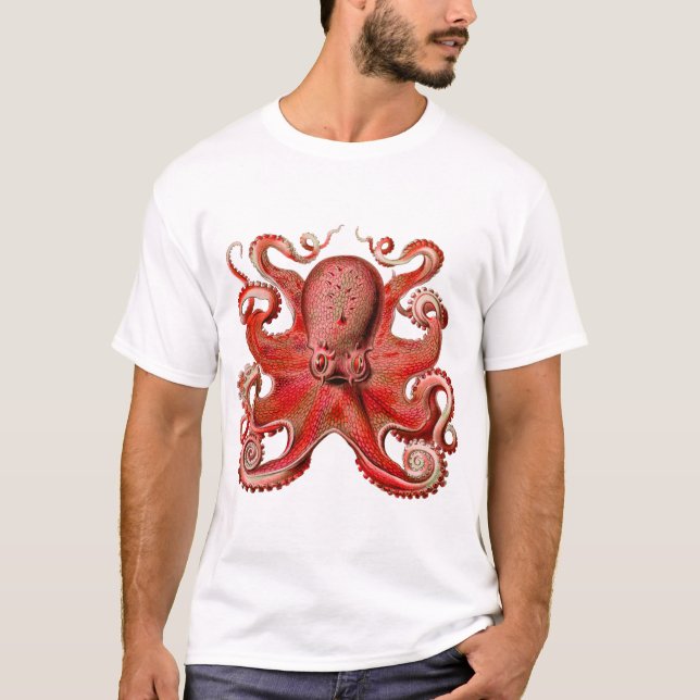 T-shirt Rouge octopique de Haeckel (Devant)