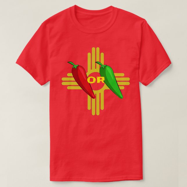 T-shirt Rouge ou vert Chili Hatch Nouveau Mexique Zia 1 (Design devant)