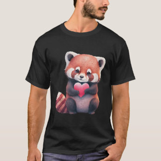 T-shirt Rouge Panda Adorable Illustration Coon