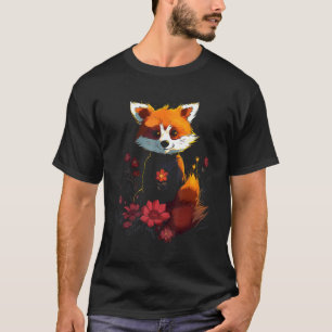 T-shirt Rouge Panda Lover oeuvre d'art Fleur d'animal Pand