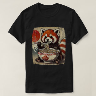 T-shirt Rouge Panda Ramen Bowl japonais Anime Kawaii Nourr