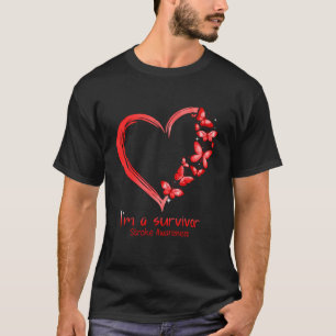 T-shirt Rouge Papillon Coeur Je Suis Un Survivant Académie