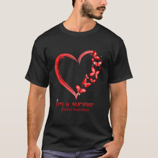 T-shirt Rouge Papillon Coeur Je Suis Un Survivant Académie