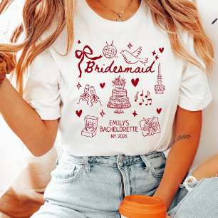 T-shirt Rouge Personnalisé Coquette Demoiselles d'Honneur 