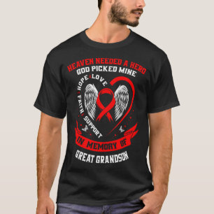 T-shirt Rouge Perte de l'arrière-petit-fils Maladie du cœu