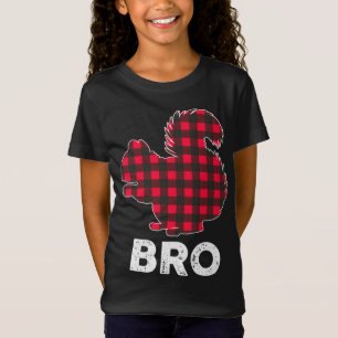 T-Shirt Rouge Plaid Bro Écureuil de Noël Correspondant Fam