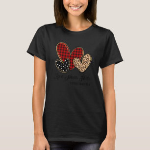 T-shirt Rouge Plaid Empreintes de léopard Coeur Valentines