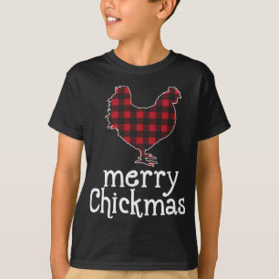 T-shirt Rouge Plaid Joyeux Chickmas Drôle Noël Poulet L