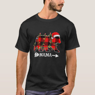 T-shirt Rouge Plaid Mama Ours Correspondant Pajama Family
