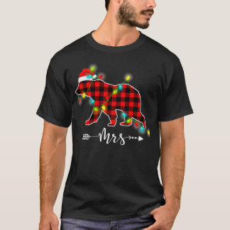 T-shirt Rouge Plaid MRS Ours Noël Correspondant Pajama Fam