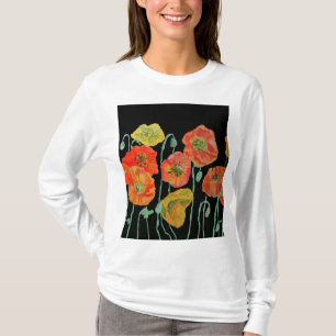 T-shirt Rouge Populaire floral Aquarelle Art Fleur Motif T