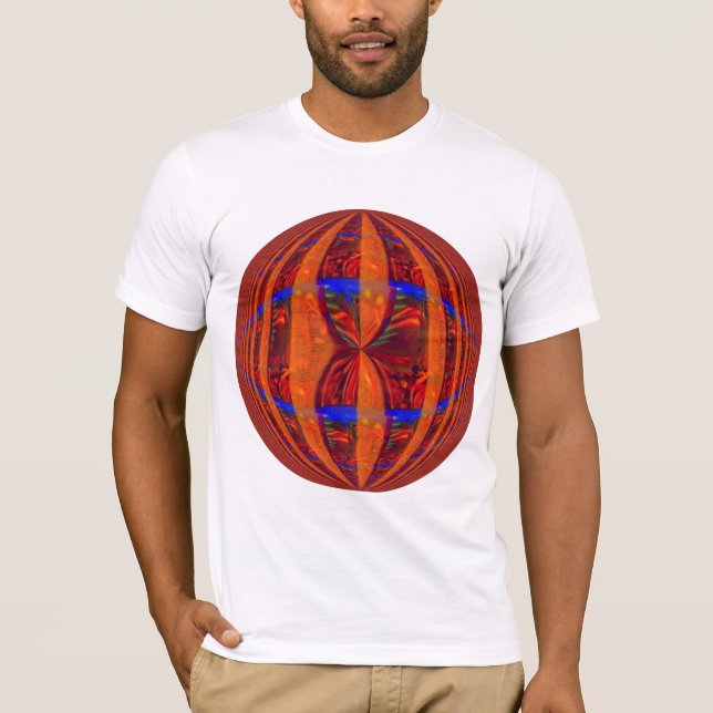 T-shirt rouge rond orange blanc (Devant)